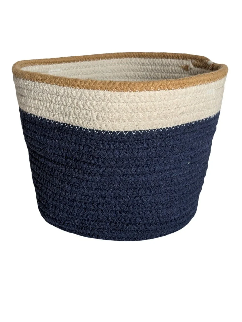 Soft Side Rope Basket In Navy and Cream